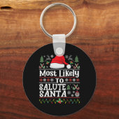 最も敬礼する可能性が高い – 兵士クリスマスアーム キーホルダー (正面)