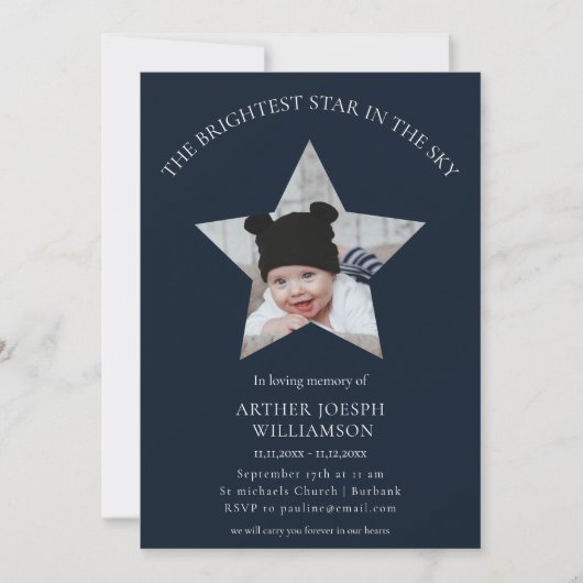 最も明るい星の子どもの葬儀を愛する記憶力で 招待状 (正面)