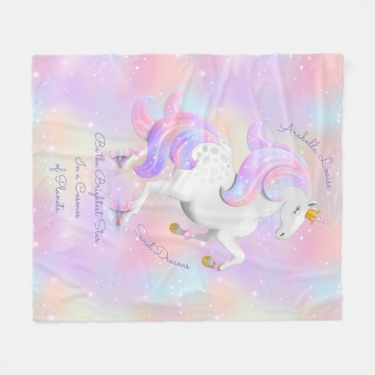 最も明るい星の魔法のユニコーンプリンセスファイル フリースブランケット (正面(横))