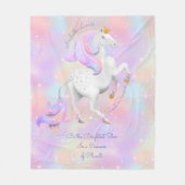 最も明るい星の魔法のユニコーンプリンセス フリースブランケット (正面)