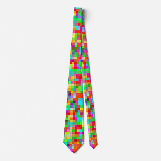 最も明るい最もカラフルなピクセルパターン ネクタイ (正面)