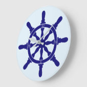 最も明るい青色の船舶用車輪 ラージ壁時計 (傾斜)