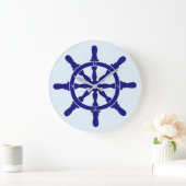 最も明るい青色の船舶用車輪 ラージ壁時計 (ホーム)