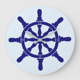 最も明るい青色の船舶用車輪 ラージ壁時計