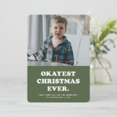 最も普通なクリスマス ever 面白い緑のホリデーカード シーズンカード (スタンド正面)