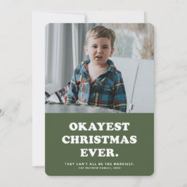 最も普通なクリスマス ever 面白い緑のホリデーカード シーズンカード
