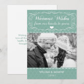 最も暖かいウィッシュクローバーティール(緑がかった色)クリスマスフラットカード シーズンカード (正面/裏面)