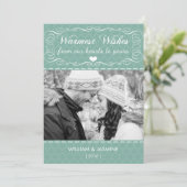 最も暖かいウィッシュクローバーティール(緑がかった色)クリスマスフラットカード シーズンカード (スタンド正面)