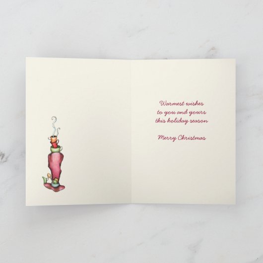最も暖かい願いの雪だるまのクリスマスカード シーズンカード (内部)
