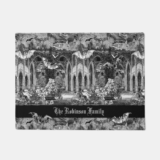 最も暗いゴシック様式のヴァンパイアーズcryptグレーブズこうもりゴシックこうもり ドアマット (正面)