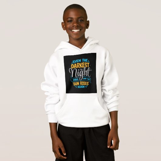 「最も暗い夜やる気を起こさせるのフード付きスウェットシャツ感動的- (正面フル)