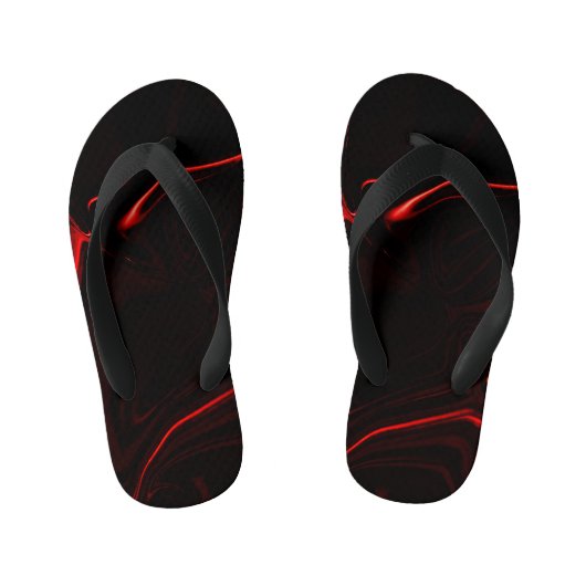 最も暗い赤い基金の赤い曲線または起伏 キッズビーチサンダル (フットベッド)