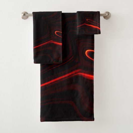 最も暗い赤い基金の赤い曲線または起伏 バスタオルセット (インサイチュ)
