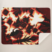 最も暗い赤い背景に彫られた焚き火 シェルパブランケット (正面(横))