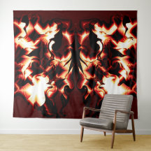 最も暗い赤い背景に彫られた焚き火