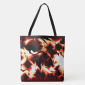 最も暗い赤い背景に彫られた焚き火 トートバッグ (正面)