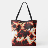 最も暗い赤い背景に彫られた焚き火 トートバッグ (裏面)