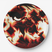 最も暗い赤い背景に彫られた焚き火 ペーパープレート (正面)