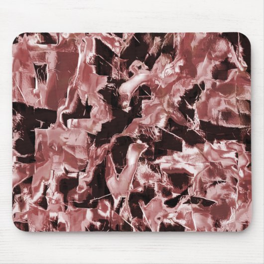 最も暗い赤の上に浮いている銅または岩のブレード マウスパッド (正面)