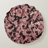 最も暗い赤の上に浮いている銅または岩のブレード ラウンドクッション (裏面)