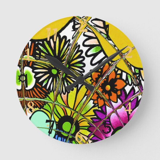 最も最近の多彩ですばらしい花パターンデザインart. ラウンド壁時計 (正面)
