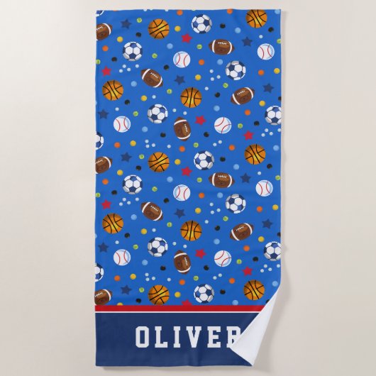 最も最高のでカラフルなロイヤルブルーは球を遊ばします ビーチタオル (正面)