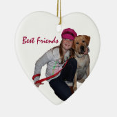 最も最高ので友人かわいらしい女の子及び子犬 セラミックオーナメント (右)