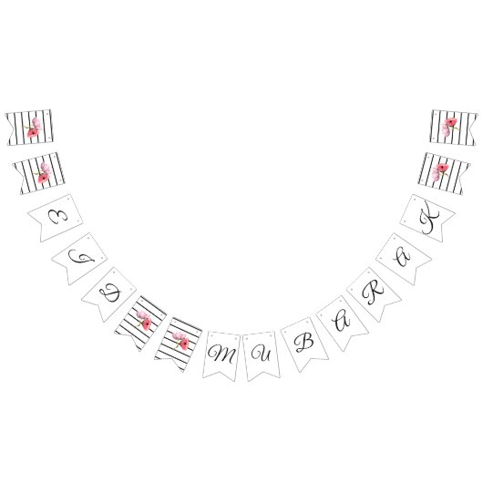 最も最高ので幸せなeidのmubarkのシックな花の白黒 バンティングフラッグ (全)