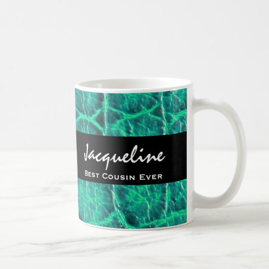 最も最高のないとこのティール(緑がかった色)の緑のわにプリントのギフト コーヒーマグカップ (右)