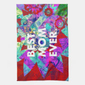 最も最高のなお母さんのカラフルな花の母の日のギフト キッチンタオル (縦)