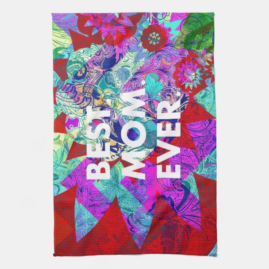 最も最高のなお母さんのカラフルな花の母の日のギフト キッチンタオル (縦)