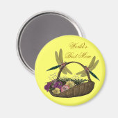 最も最高のなお母さんのトンボの花のバスケットの磁石 マグネット (正面/裏面)