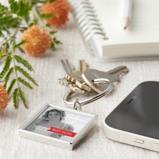 最も最高のなお母さんの母の日の写真の白く赤い旗 キーホルダー (側面)