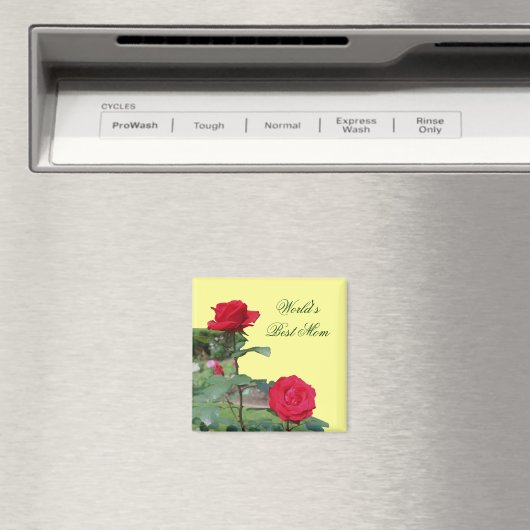 最も最高のなお母さんの赤いバラの花の写真の磁石 マグネット (インサイチュ (食洗機))