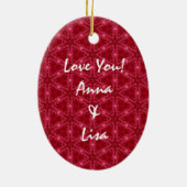 最も最高のなお母さんの赤い雪片パターンです セラミックオーナメント (裏面)