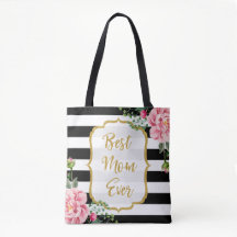 最も最高のなお母さんの金ゴールドのグリッターのピンクの花は縞で飾ります