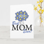 最も最高のなお母さんの青い花束 カード (黄色い花)