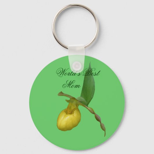 最も最高のなお母さんの黄色の女性スリッパ花の写真Keychain キーホルダー (正面)