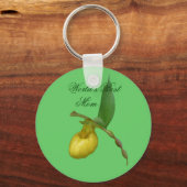 最も最高のなお母さんの黄色の女性スリッパ花の写真Keychain キーホルダー (正面)