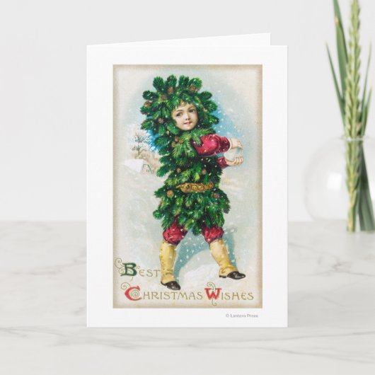 最も最高のなクリスマスは常緑のコートの人を望みます シーズンカード (正面)