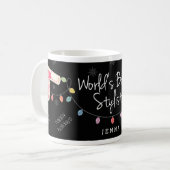 最も最高のなスタイリストのクリスマスの照明のマグ コーヒーマグカップ (正面左)