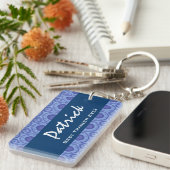 最も最高のなトレーナーの名前をカスタムする青いパターンギフト キーホルダー (正面右)
