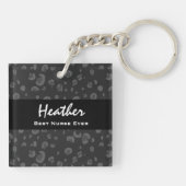 最も最高のなナースの名前をカスタムするの黒いヒョウのギフト キーホルダー (裏面)