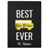 最も最高のなバス運転手のパーソナライズで黄色い黒 クリップボード (裏面)