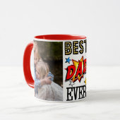 最も最高のなパパのスーパーヒーローのカスタムの写真 マグカップ (正面左)