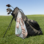 最も最高のなパパの父の日のタイポグラフィの写真テンプレート ゴルフタオル (グリーン)