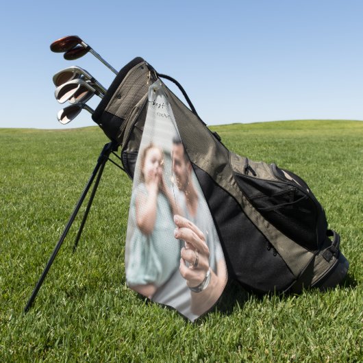 最も最高のなパパの父の日のタイポグラフィの写真テンプレート ゴルフタオル (グリーン)