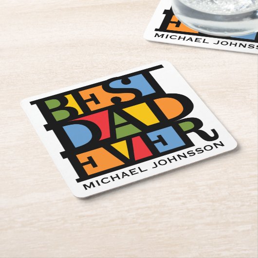 最も最高のなパパ名前をカスタムする及び色のコースター スクエアペーパーコースター (アングル)