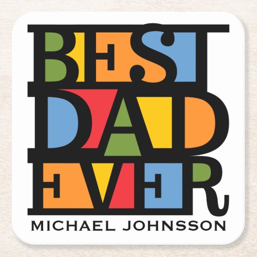 最も最高のなパパ名前をカスタムする及び色のコースター スクエアペーパーコースター (正面)