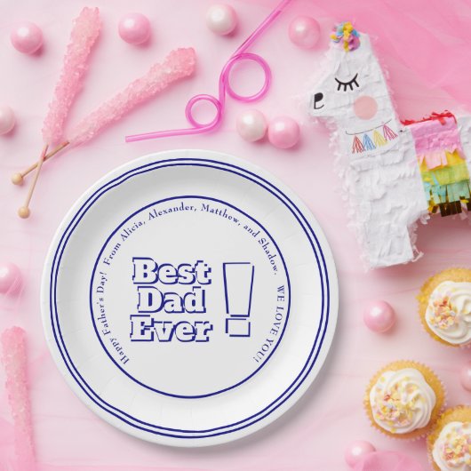 "最も最高のなパパ! "カスタムではっきりしたな海軍および白い文字 ペーパープレート (パーティー)